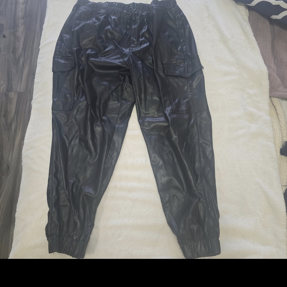 Almost Famous Black Faux Leather Cargo Jeggings
